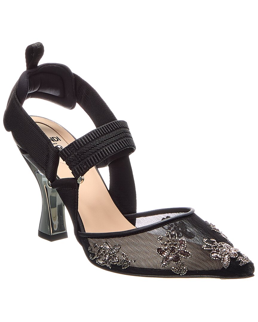 Fendi Sling Bag Colibri Mesh & Slingback Pump Leather Black Shoes