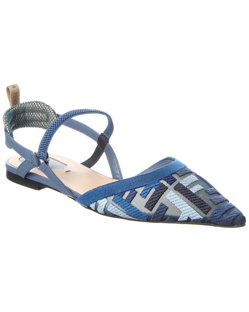 Fendi Sling Bag Colibri Lite Mesh & Slingback Flat Leather Black Shoes