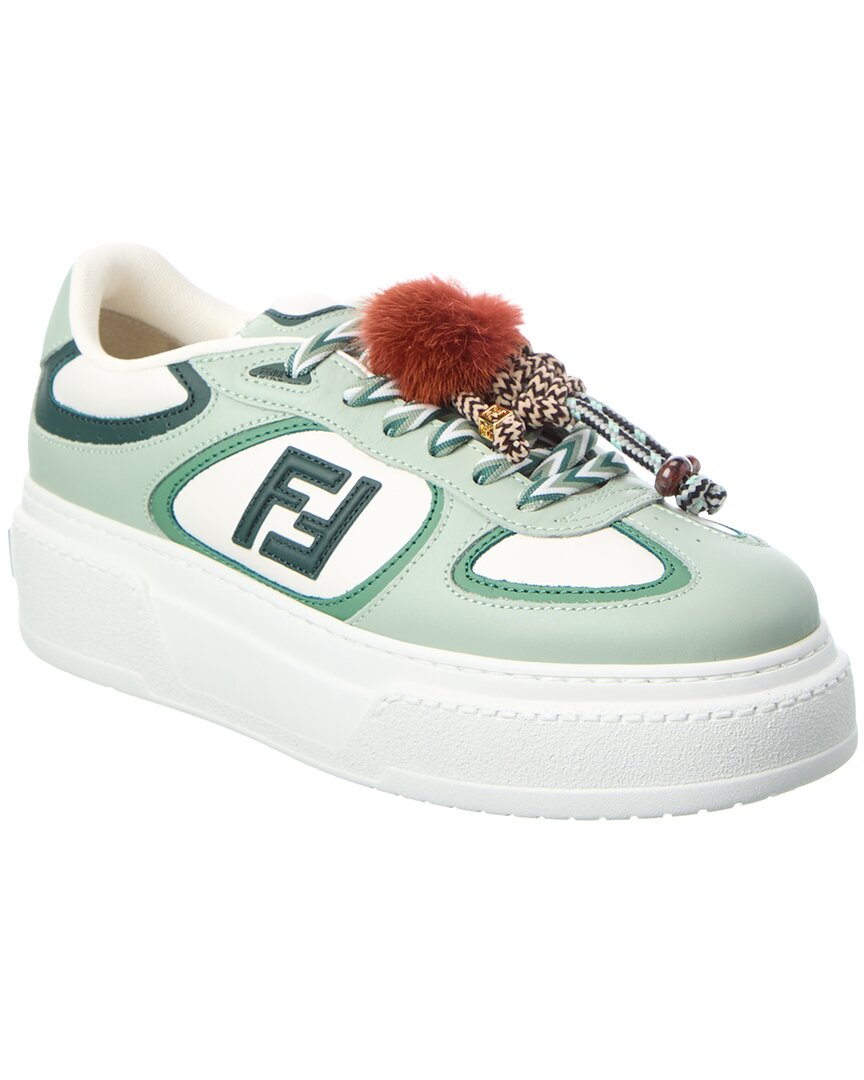 Fendi Shoe Match Platform Sneaker Leather Green Shoes