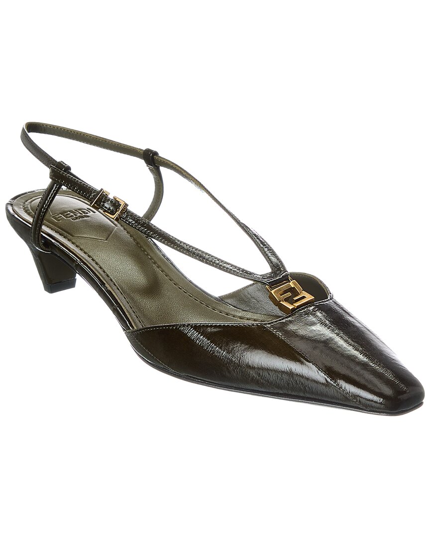 Fendi Sling Bag Ffold Slingback Pump 3 Leather Green Shoes