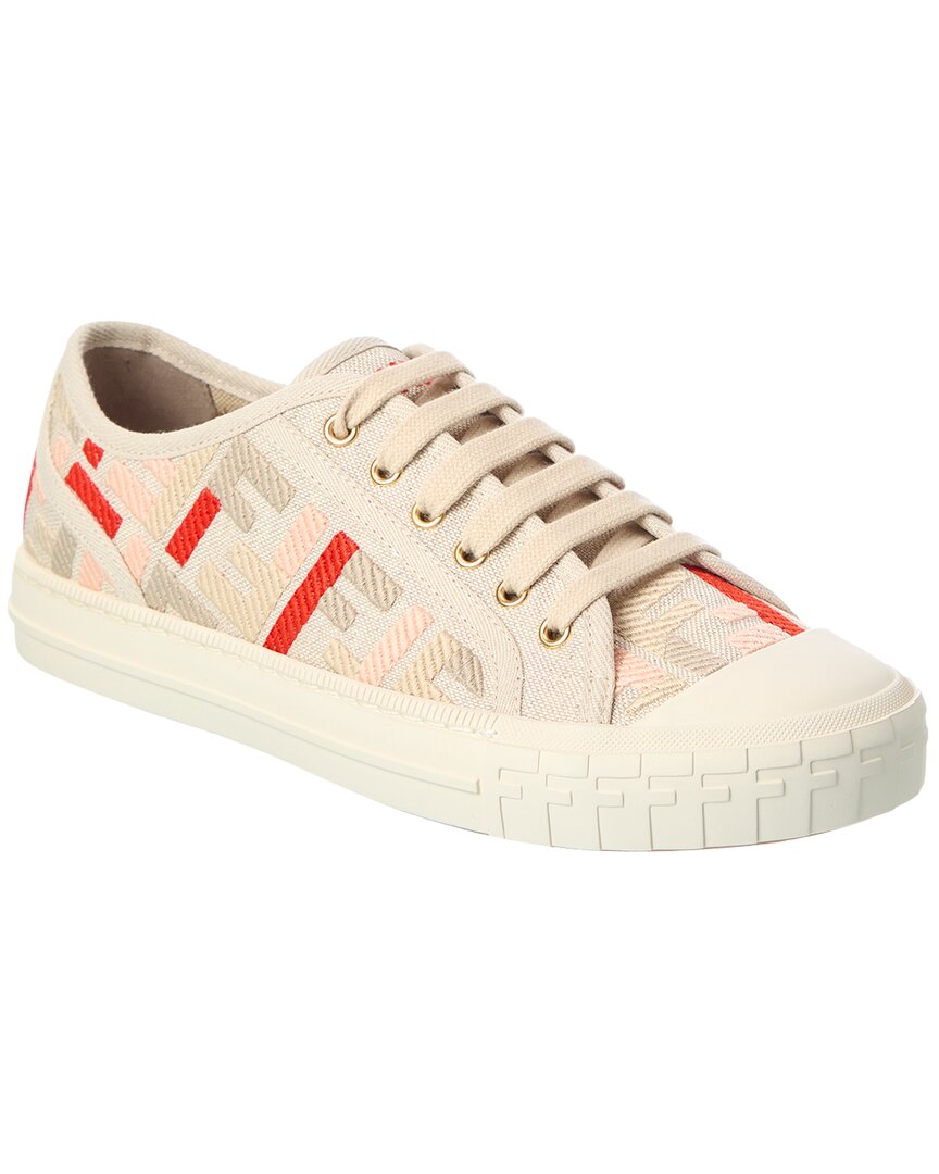 Fendi Shoe Domino Ff Sneaker 4 Canvas Beige Shoes