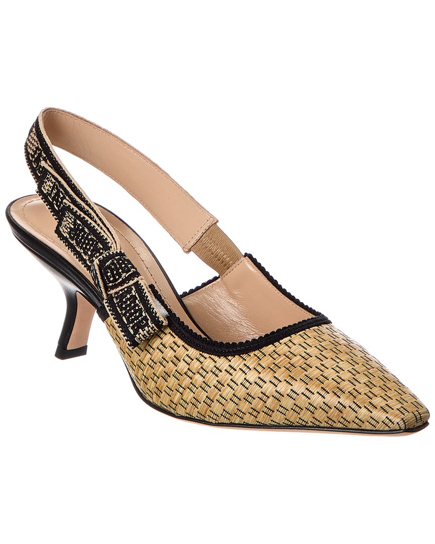 Dior Sling Bag J'a Straw & Slingback Pump Leather Shoes