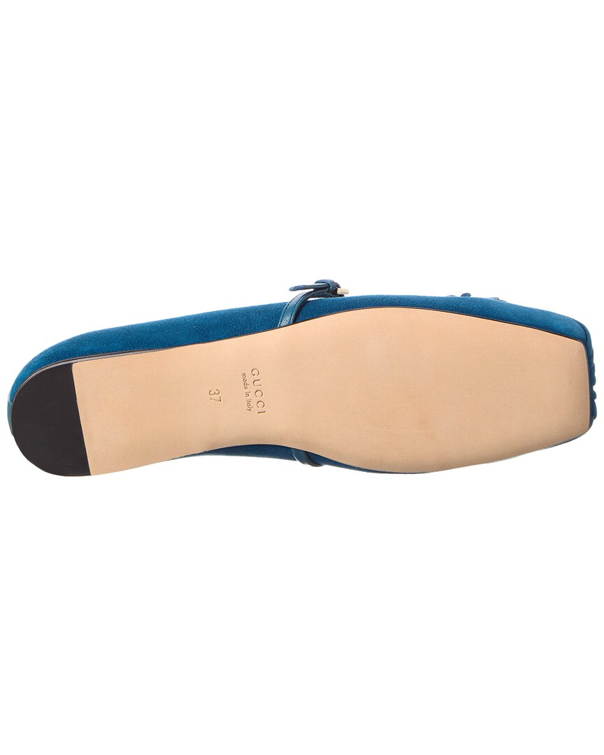 Gucci Horsebit Suede & Leather Ballet Flat