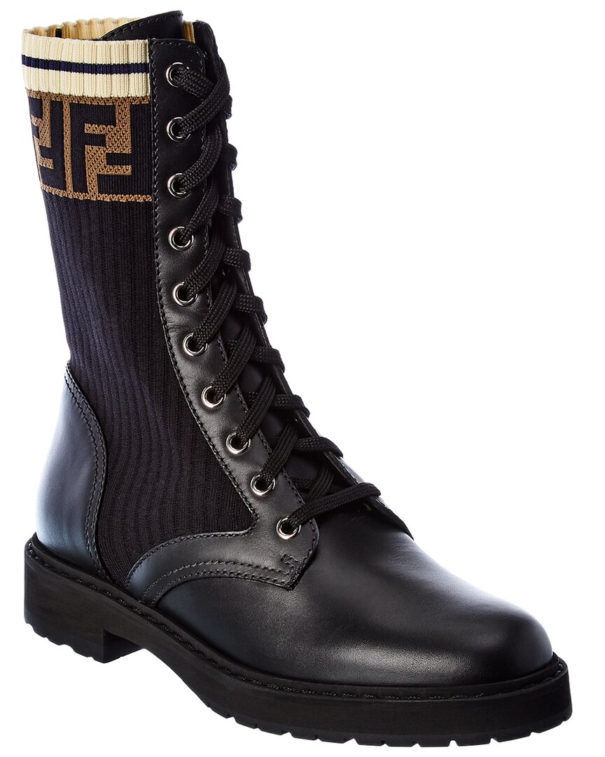 Fendi Shoe Ff Motif Boot Leather Black Shoes