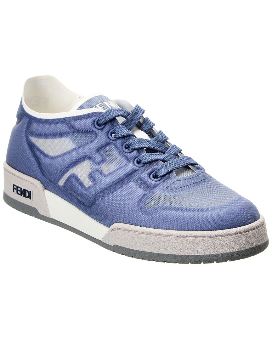 Fendi Shoe Match & Mesh Sneaker Suede Blue Shoes