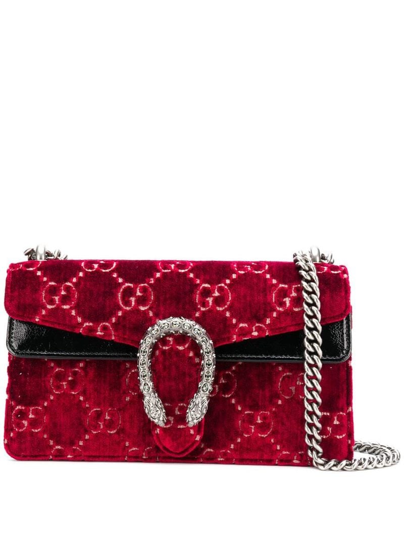 Gucci - Dionysus GG Supreme bag - women - Leather/Velvet - One Size - Red