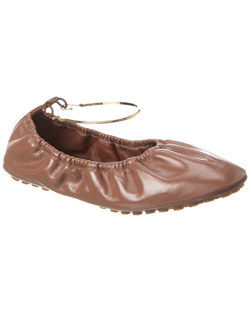 Fendi Shoe Filo Ballerina Flat 2 Leather Brown Shoes