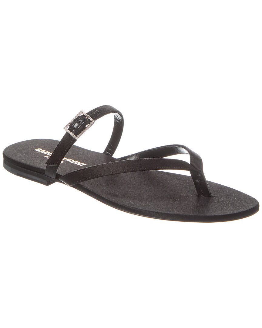 YSL Saint Laurent Laszio Sandal 2 Satin Black Shoes