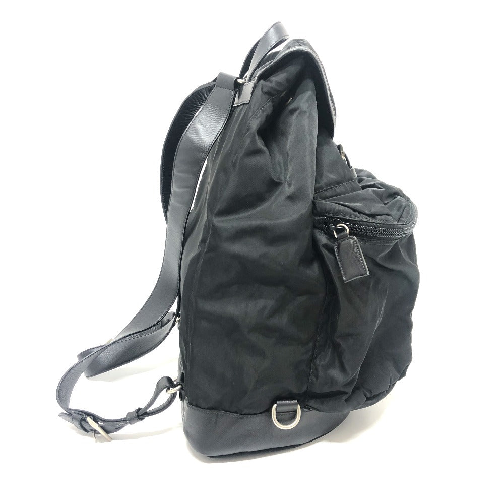 Backpack ï ¼ ¶ Double Pocket Handbag Nylon Black