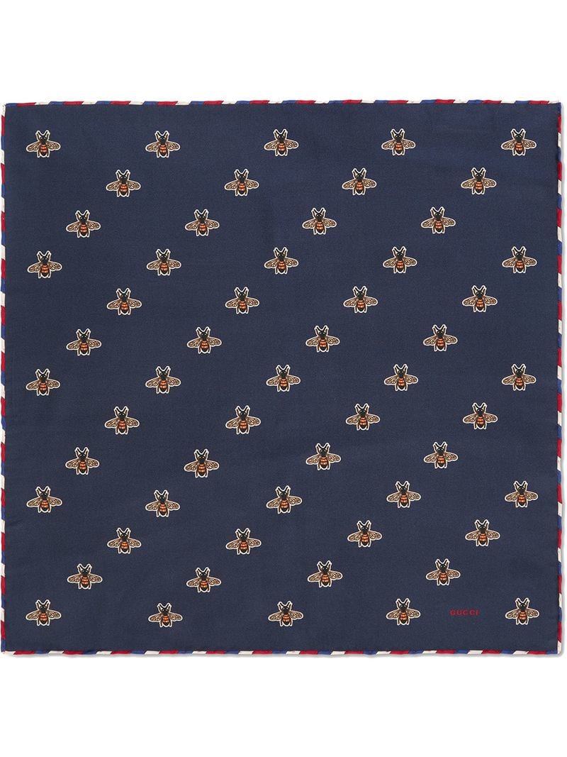 Gucci - Bees print silk pocket square - men - Silk - One Size - Blue