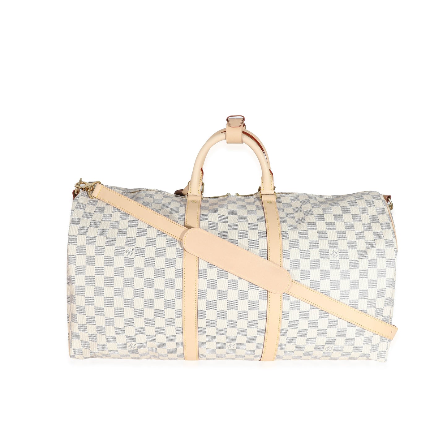 Louis Vuitton Damier Azur Keepall Bandoulière 55 Canvas Handbag