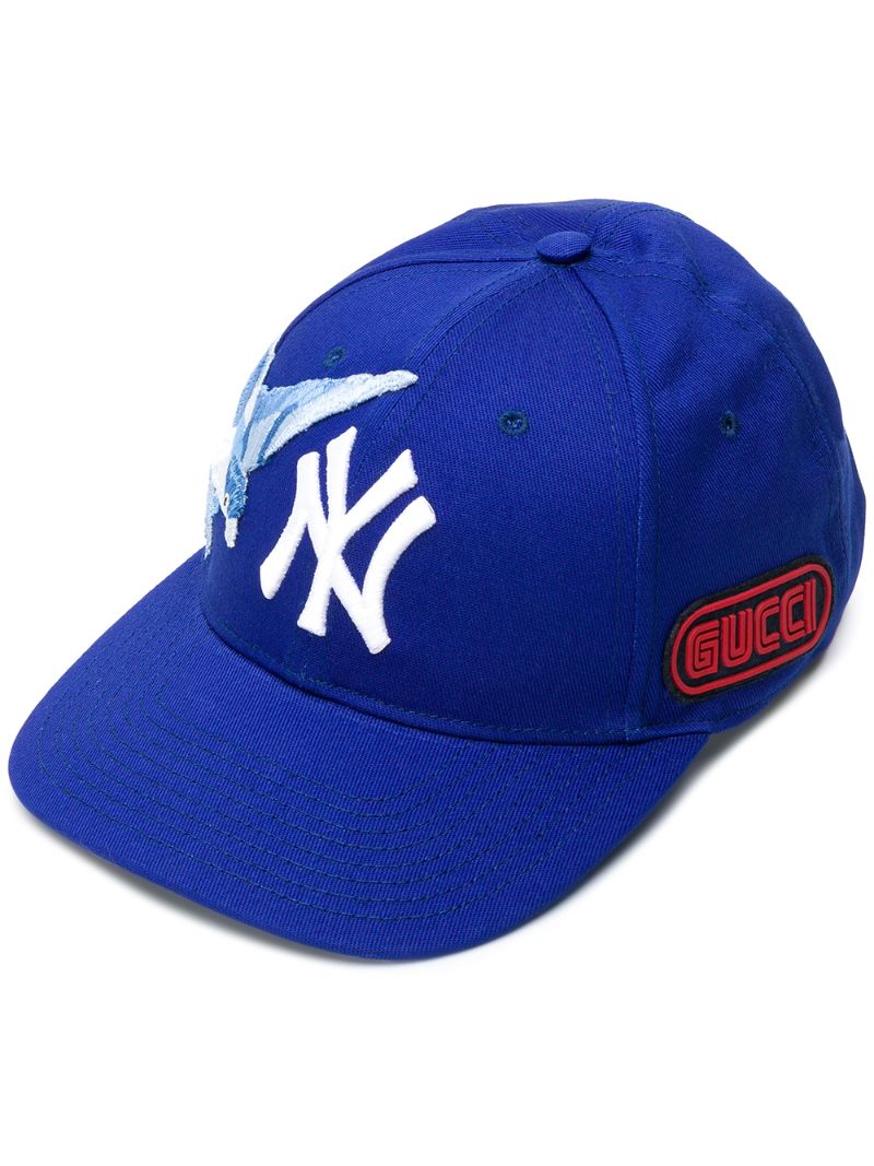 Gucci - patch details hat - women - Cotton/Polyester - One Size - Blue