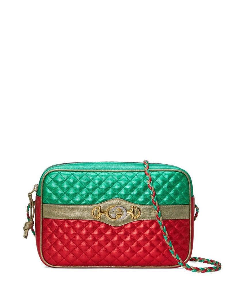 Gucci - Laminated leather small shoulder bag - women - Nylon/Viscose/Leather/metal - One Size - Green