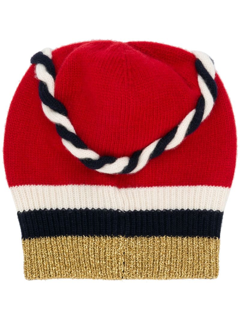 Gucci - lurex Web beanie - women - Wool/Cashmere/Polyamide/Metallic Fibre - S - Red