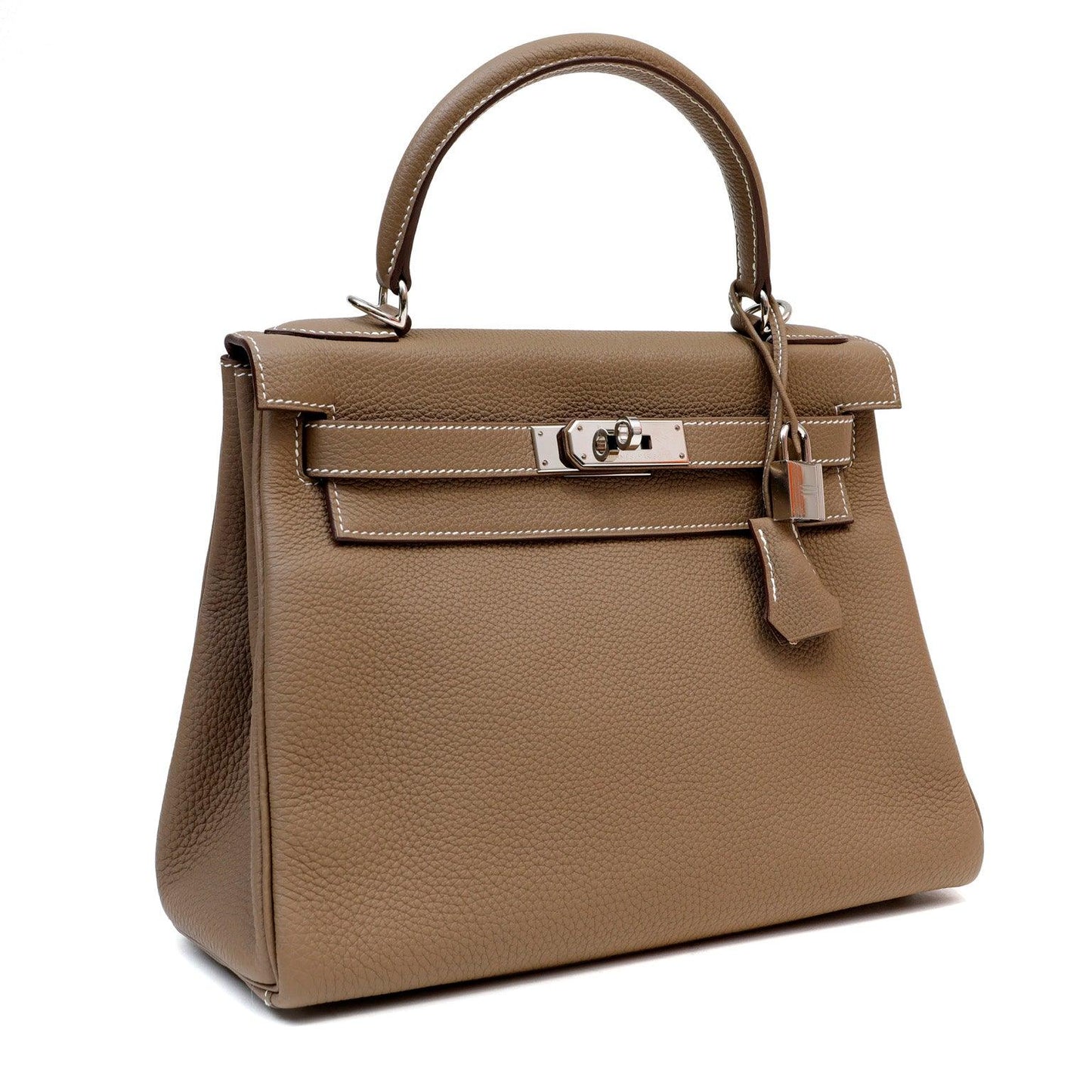Hermes Etoupe Togo Kelly W Palladium Hardware Stitching Handbag White Travel Bag