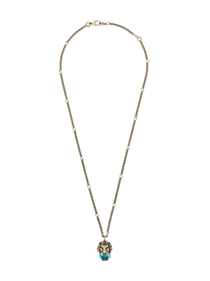 Gucci - Lion head necklace with crystal - women - Gold Plated Metal/Crystal - One Size - Metallic