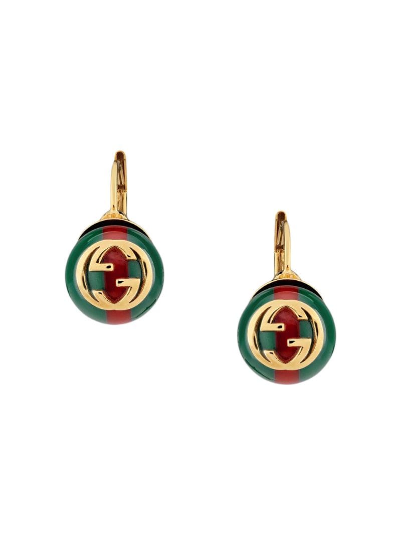 Gucci - Web earrings - women - Resin/Gold Plated Metal - One Size - Green
