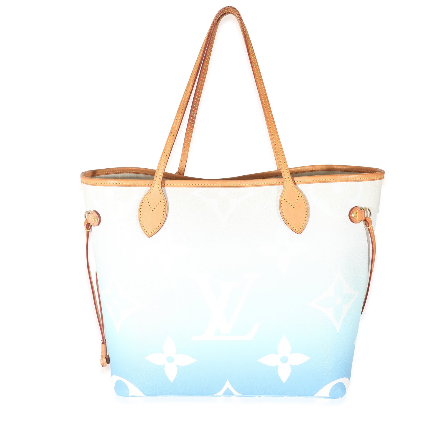 Louis Vuitton Giant By Pool Neverfull MM Monogram Canvas White Blue Tote Bag