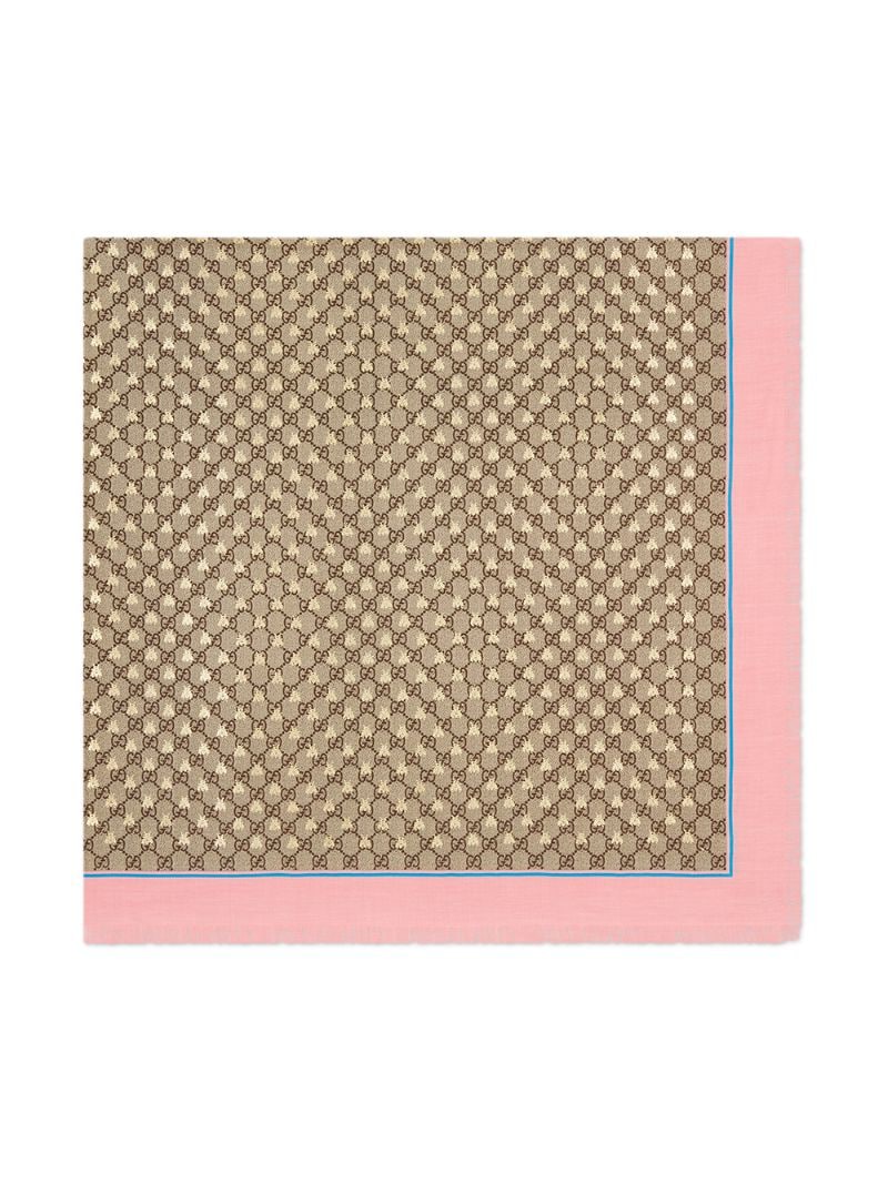 Gucci - Modal silk shawl with GG bees motif - women - Silk/Modal - One Size - NEUTRALS