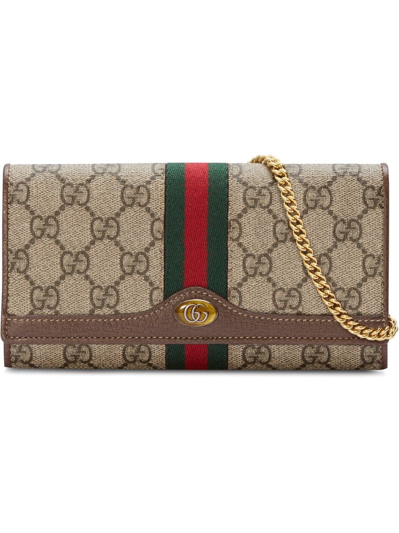 Gucci - Ophidia GG chain wallet - women - Enamel/Canvas/Nylon/Leather - One Size - Neutrals