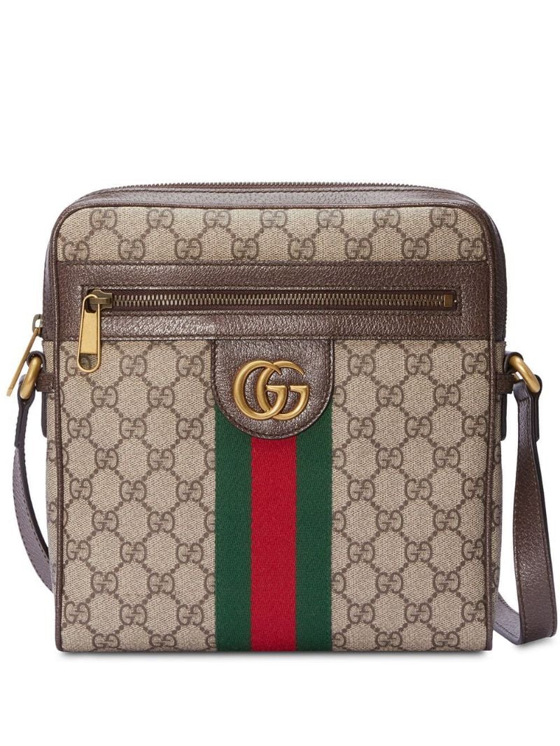 Gucci - Ophidia GG small messenger bag - men - Leather/Linen/Flax/Cotton/Canvas - One Size - Brown