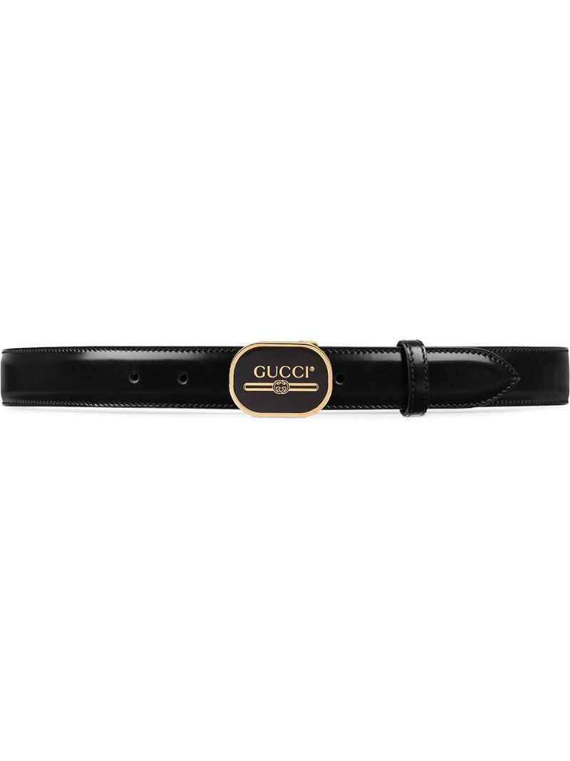 Gucci - Leather belt with Gucci Print buckle - men - metal/Leather - 80, 85, 105, 75, 90, 95, 110, 100, 115 - Black