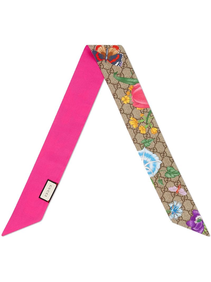 Gucci - GG silk neck bow with Flora print - women - Silk - One Size - NEUTRALS