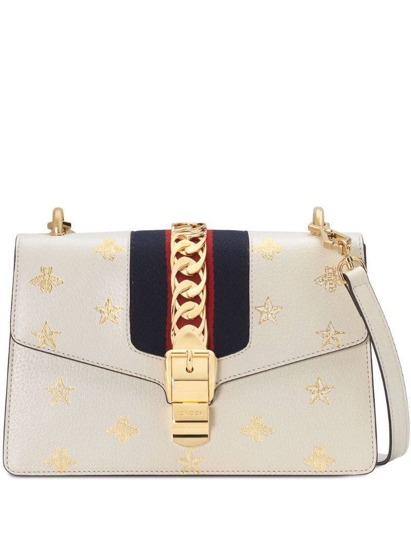 Gucci - Sylvie Bee Star small shoulder bag - women - metal/Viscose/Nylon/Leather - One Size - White