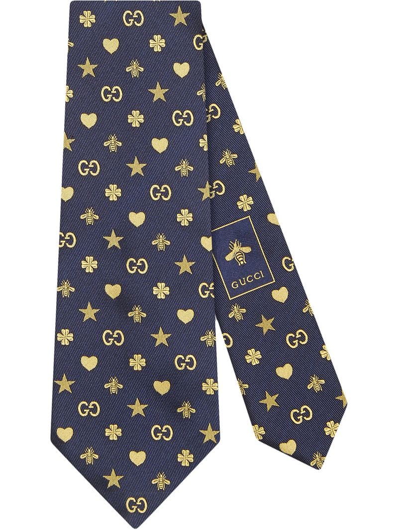 Gucci - Symbols motif silk tie - men - Silk - One Size - Blue