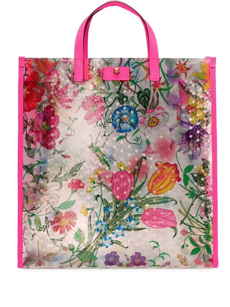 Gucci - Flora Print Tote Bag - unisex - Vinyl - One Size - PINK