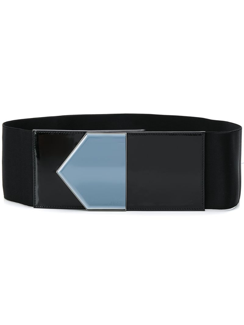 Gucci - geometric buckle belt - women - Polyester/Calf Leather - 85 - Black