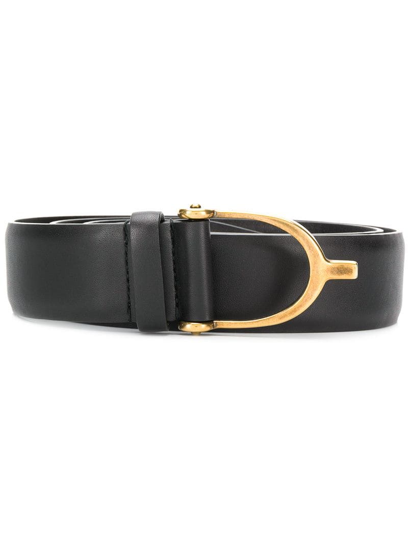Gucci - horseshoe buckle belt - women - Calf Leather - 90 - Black