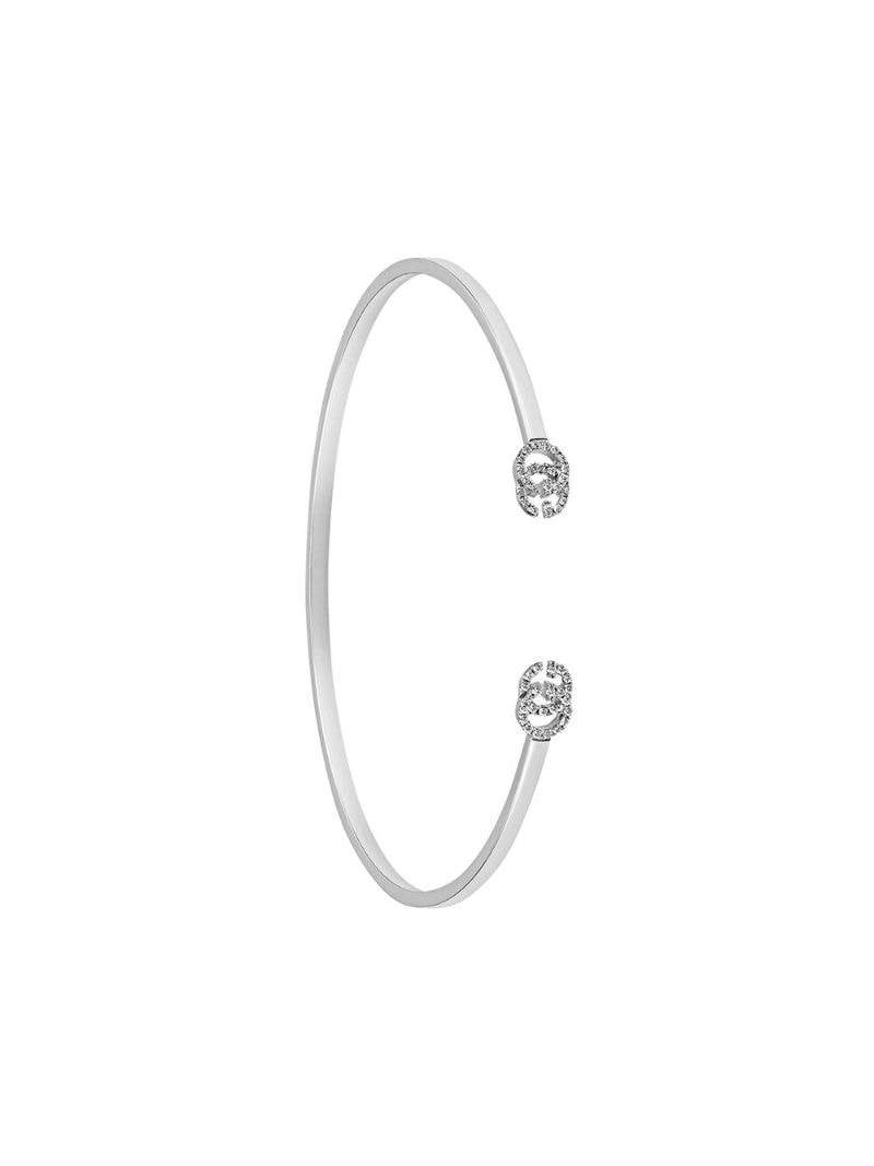 Gucci - GG Running cuff - women - 18kt White Gold/Diamond - XS - 9066 silver