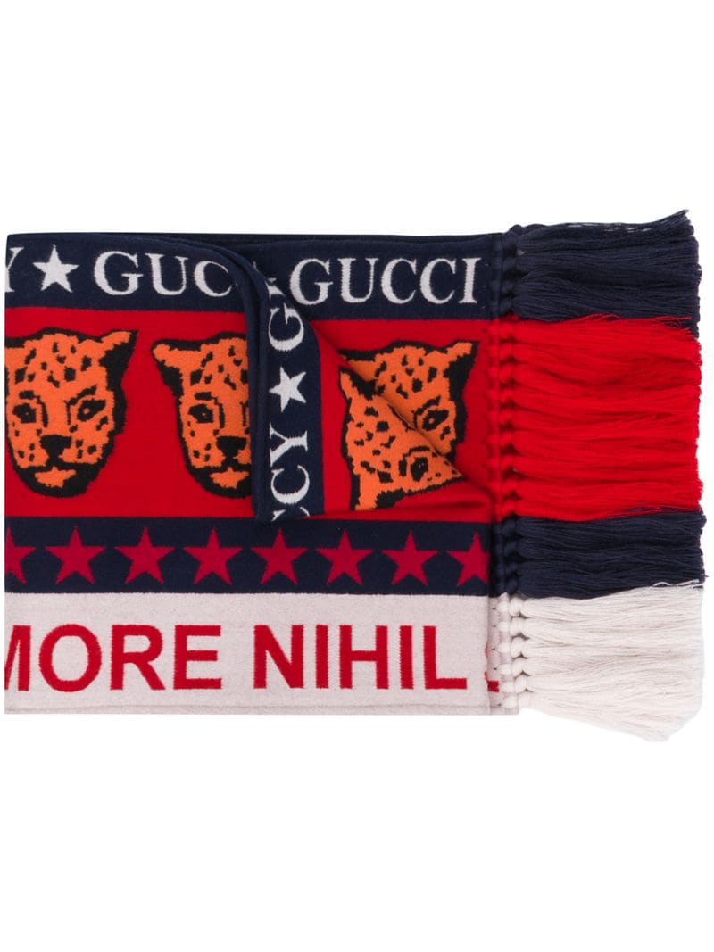 Gucci - leopard knit scarf - men - Wool/Silk - One Size - Red