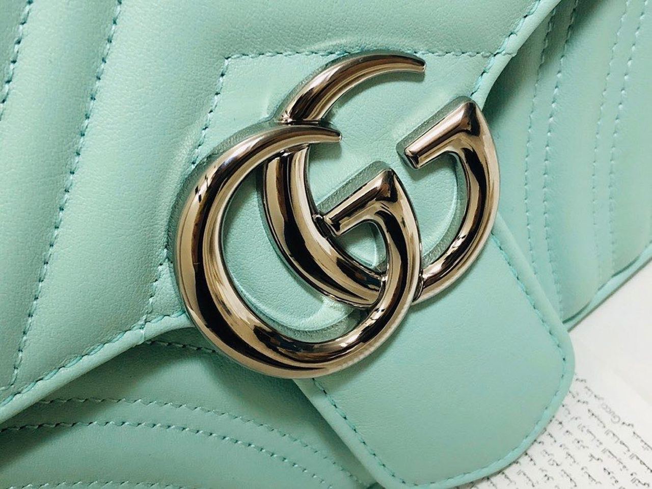 gg Marmont Matelassé Mint Matelassé Green Small Shoulder Bag