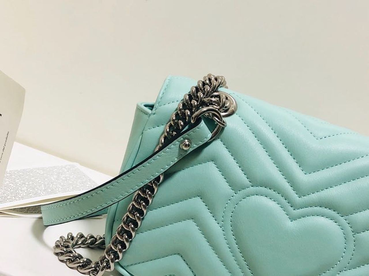 gg Marmont Matelassé Mint Matelassé Green Mini Bag