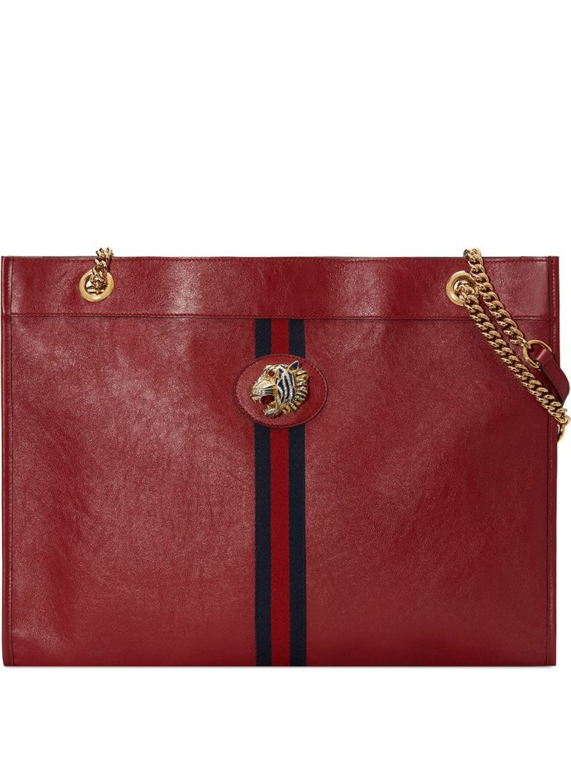 Gucci - Rajah large tote - women - Crystal/Gold Plated Metal/Leather - One Size - Red
