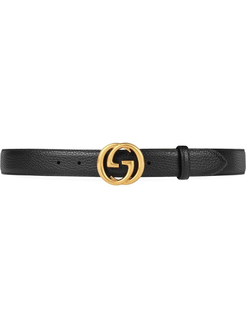Gucci - Leather belt with interlocking G buckle - men - Leather/Brass - 80, 85, 90, 95, 100 - Black