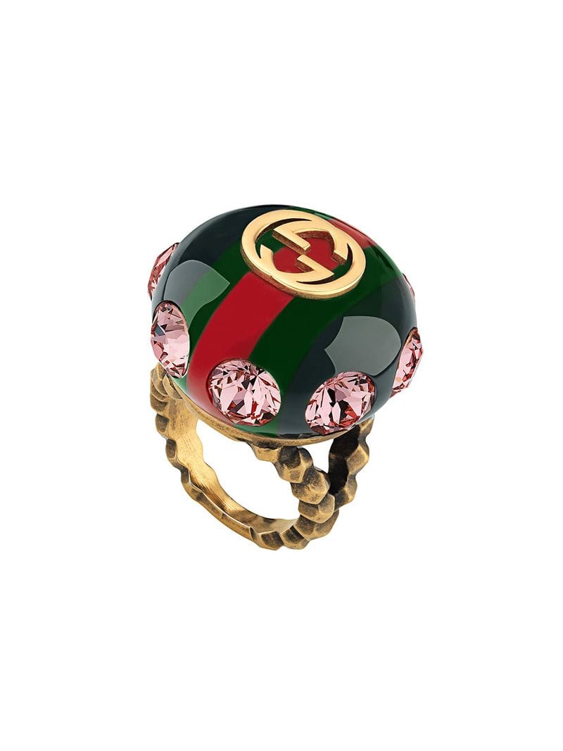 Gucci - Web ring - women - Crystal/metal/Resin - 56 - Green
