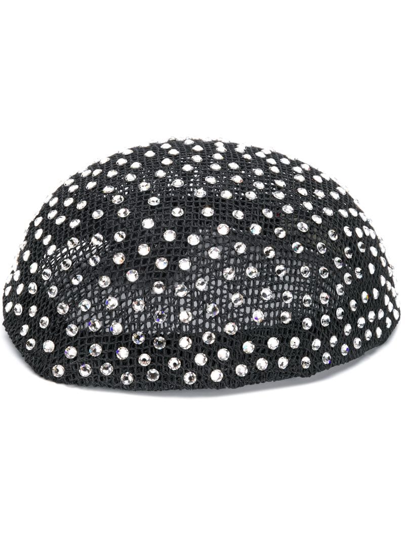 Gucci - gemstone embellished hat - women - Viscose/glass/Cotton - S, M - Black