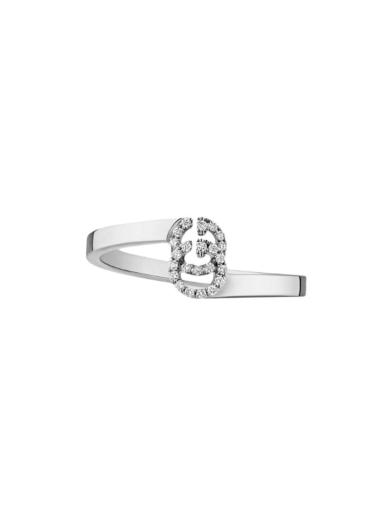 Gucci - GG Running ring in white gold with diamonds - women - Diamond/18kt White Gold - 56 - Metallic