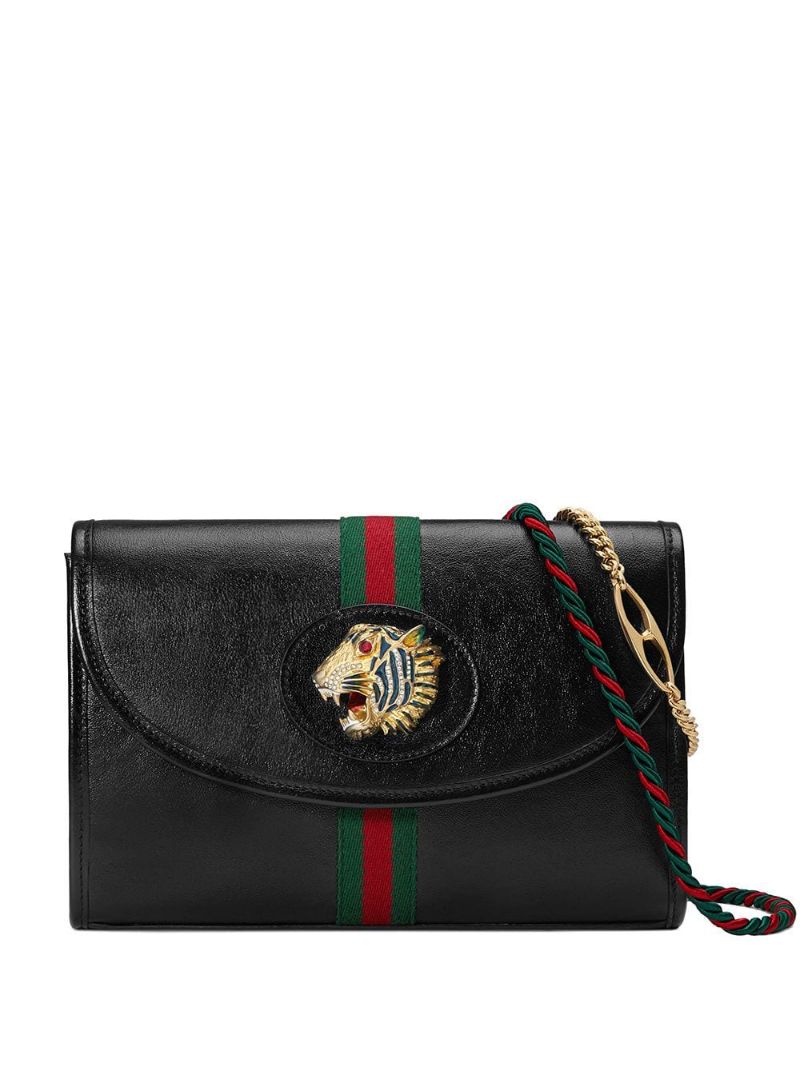 Gucci - Rajah small shoulder bag - women - Leather/Nylon/Enamel - One Size - Black