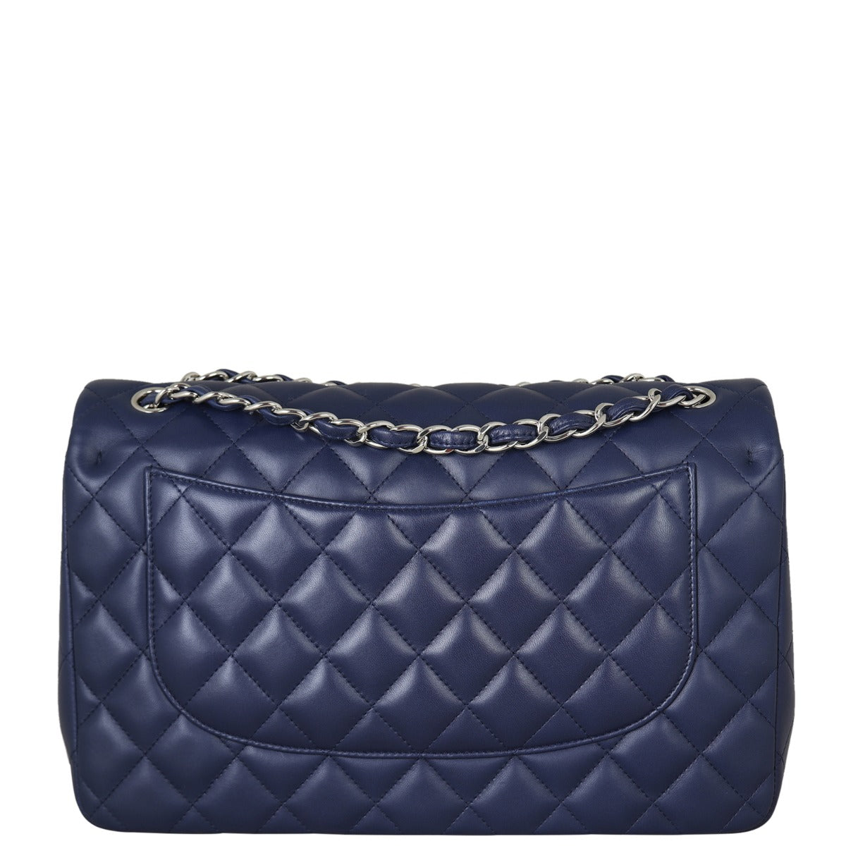 Chanel Classic Double Jumbo Navy Lambskin Handbag Blue Flap