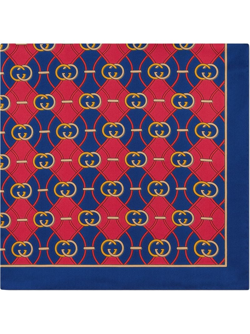 Gucci - interlocking G rhombus print scarf - women - Silk - One Size - Red