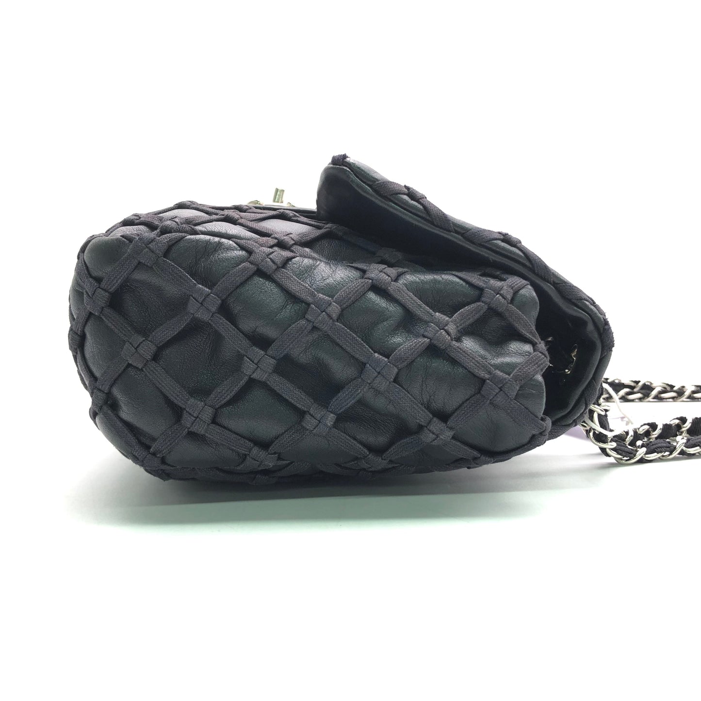 Chanel Lambskin Jumbo Canebiers Net Knots Flap Black Handbag