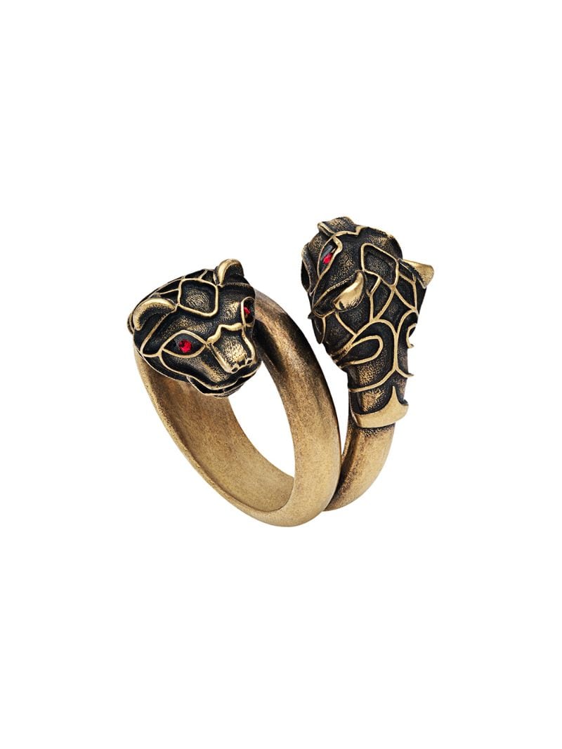 Gucci - tiger head ring - women - metal/Swarovski Crystal - 55, 59 - SILVER