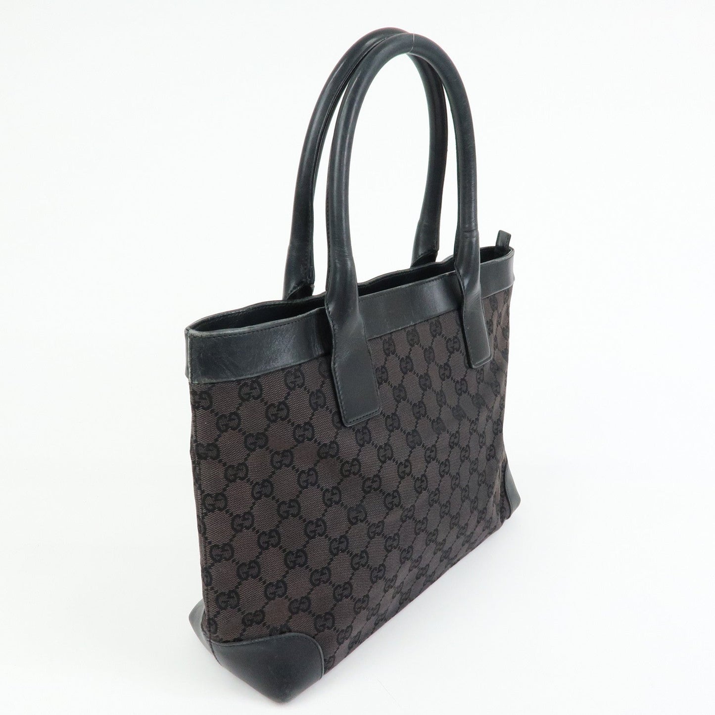 GUCCI GG Canvas Leather Tote Bag Hand Bag Black 002?1119?1705