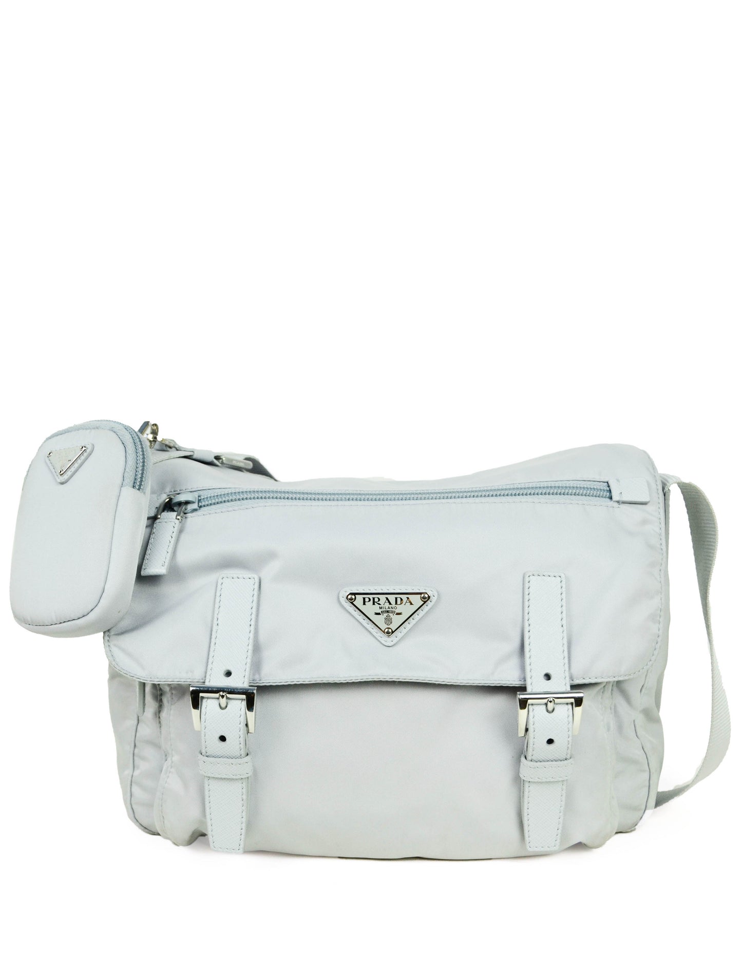 Prada Handbag Cornflower Re- Messenger Bag Nylon Blue Gray Crossbody Bag