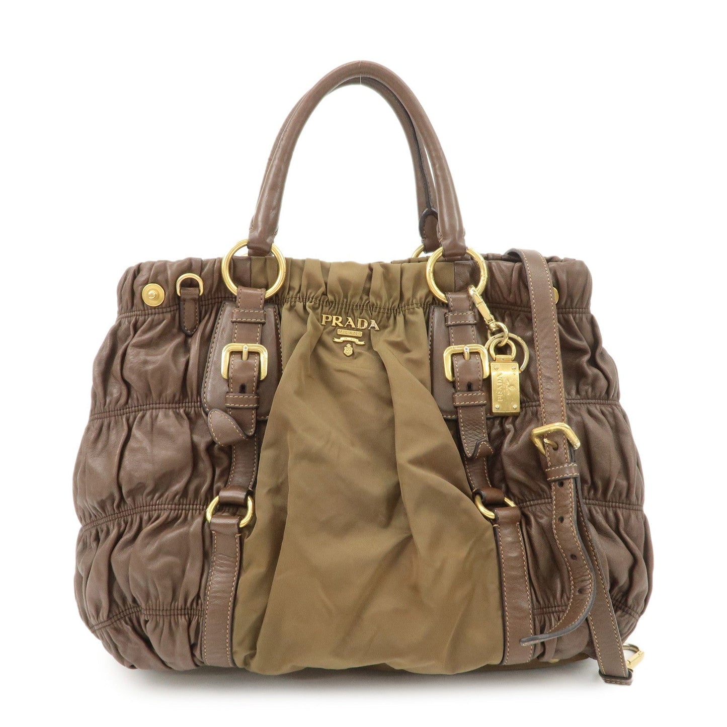 Shoulder Bag Bag Hand Bag Khaki Leather Nylon Brown
