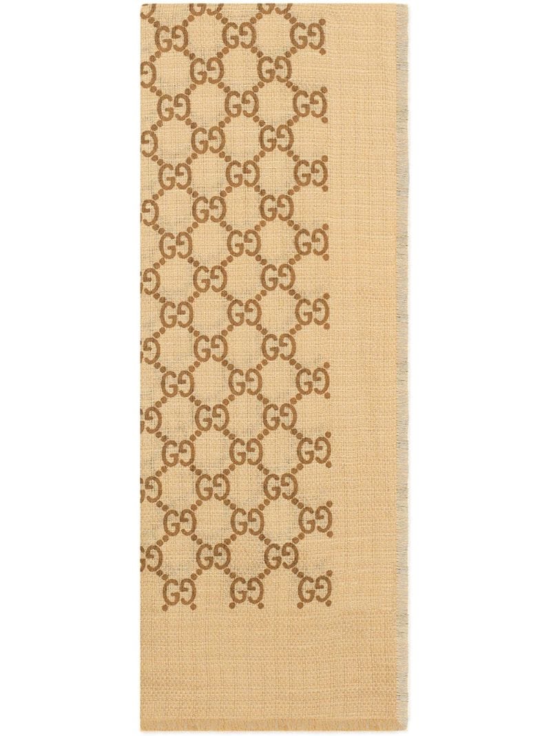 Gucci - Stole with GG pattern - men - Wool/Silk/Linen/Flax - One Size - NEUTRALS